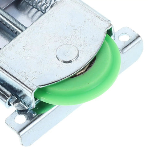 Badass Sliding Door Rollers Replacement Kit Fits Closet And Wardrobe Cabinets With Durable Steel Housing Plus Nylon Fiber Reinforced Bearings For Smooth Gliding And Rock Solid Performance During Daily Use At Home, green wheel close-up