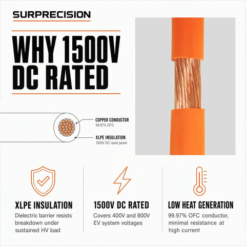 Top Shelf Heavy Duty EV High Voltage Cable 350 Kcmil XLPE Insulated 1500V DC Power Line close-up of conductor and insulation features.