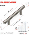 Diagram showing Brushed Nickel Cabinet Handles 5 Inch Length With 3 Inch Hole Centers Modern Drawer Pulls, with measurement details.