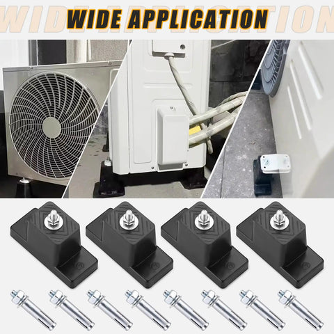 Hardcore Rubber Vibration Isolator Mounting Brackets With 4 Pieces And 8 Screws For AC HVAC Systems showing installed brackets with screws.