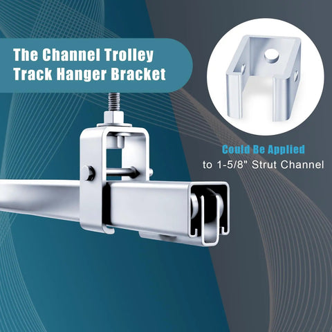 Heavy Duty Channel Trolley Track Hanger Brackets For Unistrut Strut System With 3/8 Inch Bolts And 1200 Lb Load Rating Four Pack For No Sweat Shop Builds And Rock Solid Job Site Rigging