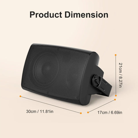 Outdoor Bluetooth Speakers 6.5 Inch 800W Waterproof Wired System With Multifunctional Amplifier Wall Mount side view