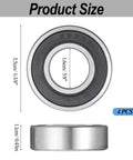 5/8 Inch Bore Flanged Deep Groove Ball Bearing Sealed Steel For Lawn Mowers, Wheelbarrows, Carts And Garden Hand Trucks Replacement Part, ID 5/8 Inch, OD 1-3/8 Inch, Heavy Duty, Durable, Rust Resistant, Easy Fit, product size view with 4-pack label