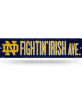 Notre Dame Fighting Irish 16 Inch Plastic Street Sign Wall Decor with Fightin' Irish Ave design, ready for quick setup.