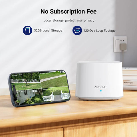 Plug And Play Wireless Outdoor Home Security Camera System 4 Camera Kit With Solar Power, local storage monitoring display