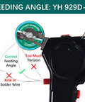 Diagram showing feeding angle on Pro Grade Motorized Automatic Feed Soldering Gun With Variable Temperature 392 To 842 Fahrenheit 6-In-1 Kit