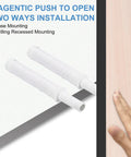 Magnetic Push Latch Set For Cabinet Doors Push To Open Hidden Door Release installation options and hand on cabinet
