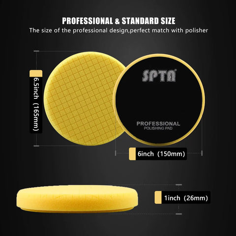 Heavy Cut Swirl Buster T80 Yellow Foam Polishing Pads For 6 Inch Backing Plate 6.5 Inch Face Car Buffer Polisher Compound Set