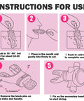 Instructions for fitting Two Pack Moldable Silicone Regulator Mouthpieces For Scuba Diving with images and steps 1 to 5.