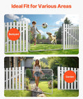 Adjustable Chain Link Fence Gate 72 By 48 Inches Rust Resistant Galvanized Steel Garden Gate for Farm and Yard Fits 2.2 to 6 Ft Wide Opening and 6 Ft High Posts Not Included shown in backyard and garden settings