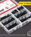 No Sweat Setup M6 Hex Socket Barrel Nuts 120 Piece Black Zinc Hardware Assortment Kit For Baby Crib And Furniture Build With 35Mm To 75Mm Screws in storage case.