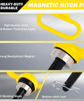 Magnetic Hitch Pin For Mowers And Trailers, Beefy Built 1500 Pounds Neodymium Magnet, One Half Inch Shaft, Yellow Gate Pin