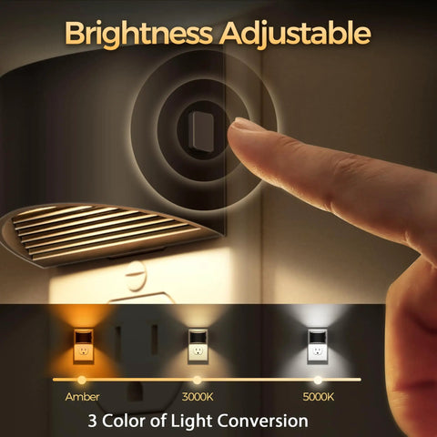 Dimmer switch on two pack vintage LED night lights with 3000K warm and 5000K cool dimmable brightness for bathrooms