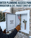 Solid As A Rock Heavy Duty Drywall Access Panel Cover Plate For Walls And Ceilings Featuring A Straightforward Quick Install Design 30X40 Inch shown in winter use for plumbing access.