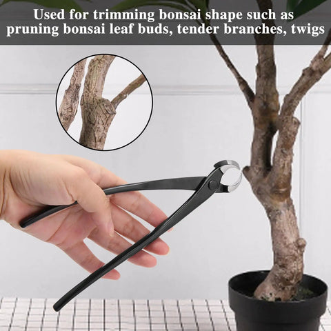 Bonsai Branch Tool Kit With Concave And Spherical Knob Cutters Ambidextrous Stainless Steel Blades Black Modern Style 210mm Length And 50mm Width Pro Grade Pruning Set With Storage Bag, hand trimming bonsai branch