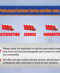 Customer service and after-sales notice with 100% satisfaction, service, and guarantee promises.