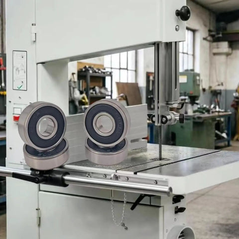 608-2RS Deep Groove Ball Bearing 24 Pack ABEC 5 C3 Precision in a workshop with bandsaw