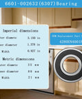 Tub Washer Bearing And Seal Kit With Front Seal 4280EN4001F And Rear Bearing 4280EN4001G Easy Tool Free Install For Quieter, Smoother Laundry Day And Fewer Noises, bearing dimensions image