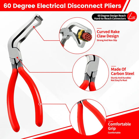 Pro Grade Car Clip Pliers And Disassembly Tools Set With Straight And 60 Degree Tips for damage-free disconnects
