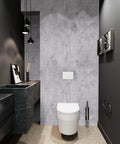 Textured Cement Countertop Contact Paper Peel And Stick Grey Concrete Vinyl Film in modern bathroom setting