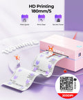 Bluetooth Thermal Label Printer 4x6 Shipping For Small Business And Home Office Fast Wireless Label Printer Up To 72 Labels Per Minute Inkless Cost Saving Works With iPhone Android iPad Windows macOS Chrome Etsy eBay, pink printer with labels printing.