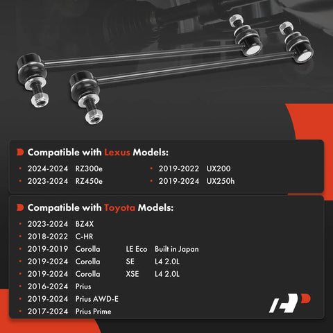 Two Front Sway Bar Links Stabilizer Kit For Toyota Corolla 2019-2024, Prius 2016-2024, C-HR 2018-2022, bZ4X and Lexus models.