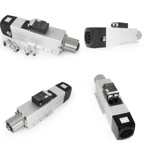 Heavy Lifter 7.5KW BT30 Air Cooled Spindle Motor With Automatic Tool Change ATC, showing detailed rotation parts and cooling end.