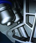Close-up of dual activation cartridge unit with two single shot cylinders for two activations, compatible with most standard 10 inch fine finish saws.
