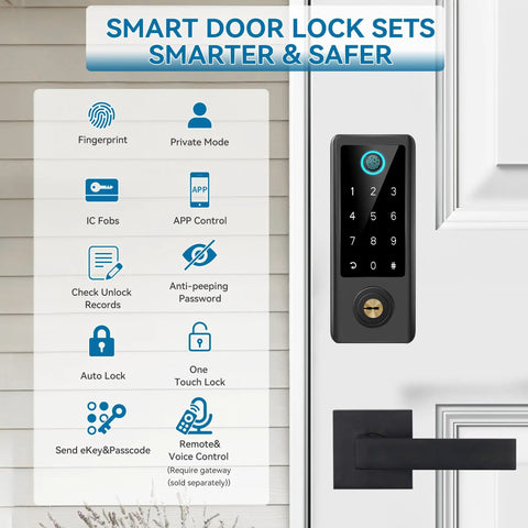 Step Up Your Daily Home Security Routine With This Smart Fingerprint Door Lock Featuring A Rock Solid Handle Set For Seamless App Control Quick Auto Lock And Truly No Sweat Keyless Entry Access