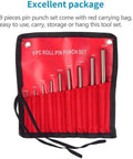 Kengbi 9Pc Steel Punch Set With Grip Handles, Multi Size Round Head Roll Pins And Starter Tools For Mechanics Plus Chisels To Repair Engines Or Cars Like Pro. red roll pin punch set with 9 steel punches in carrying bag, 1/16 to 5/16