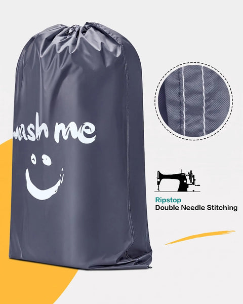 Gray extra large 2 pack laundry bag 28 by 40 inches heavy duty drawstring nylon with tear resistant stitching detail