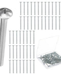 Bulk Pack 8-32 X 1-3/4 Inch Zinc Plated Cabinet Knob And Pull Machine Screws Kit, 50 Pack Round Head Screws shown separately and in box