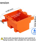 Dimensions of Ten Pack Two Gang Electrical Outlet Boxes For Old Work Installations, Thermoplastic with cable clamps, UL Listed