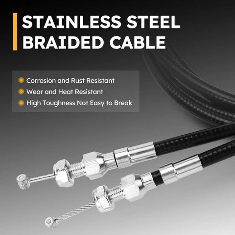 Solid Gold Universal Parking Brake Cable Replacement Kit With 110 Inch Durable Lines Designed For Rear Disc Or Drum Brakes, stainless steel braided cables.