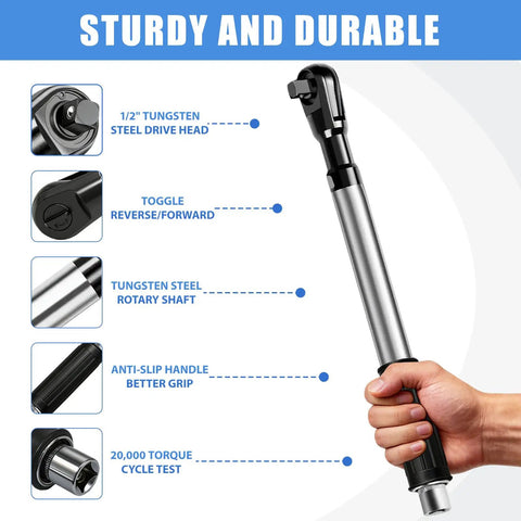 Offset Extension Wrench For Drill, One Half Drive Impact Wrench Extender With Three Eighths And One Quarter Inch Adapters, Right Angle Tool For Tight Spaces, High Torque, Carry Case Included