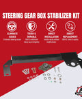 Ram Truck Steering Gear Box Stabilizer Kit With Dual Stabilizer Bar, Beats Death Wobble shown with installation hardware