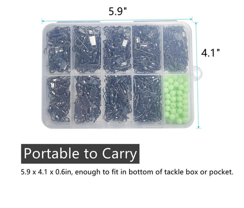 Beefed-Up All In One Fishing Barrel Swivels With Snap Kit And Luminous Beads Set For Saltwater Rigs 350 Pieces 10Lb To 36Lb Heavy Duty Swivel Assortment For Trolling And General Freshwater Use in portable 5.9 x 4.1 x 0.6 in box