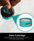 Odor Neutralizer Cartridges Two Pack For Air Purifiers And Vacuum Cleaners With Odor Neutralizer Technology teal cartridge close-up.