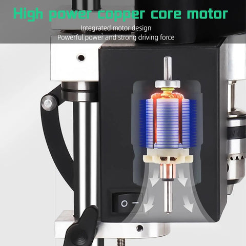 High power copper core motor of Slick Mini Bench Drill Press Featuring 4000 Rpm Precision Benchtop Drilling Machine.