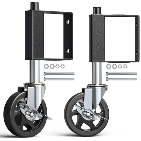 Beefy Gate Wheels With Spring Loaded Brakes, 360 Degree Swivel Casters For Fences Yards And Farms, 220 Lbs Max Load Per Caster