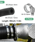 Beefy NBR Fuel Line Hose With 6Mm ID And 12Mm OD 4.9 Ft High Pressure Heat Resistant with clamps attached to engine