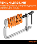 Jorgensen 6-inch heavy-duty bar clamp, drop-forged steel with screw handle for woodworking