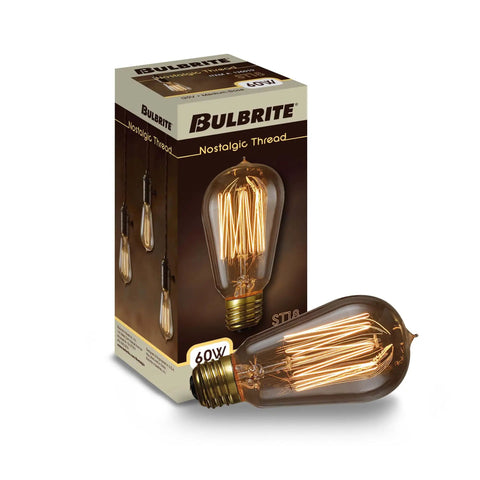 Box and single bulb from Two Pack 60W Antique Clear Dimmable Edison Style Light Bulbs Nostalgic Series A19 ST18 Shaped Medium