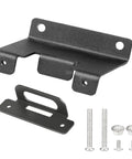 Vehicle Side 4 Way Flat Trailer Wiring Harness Mounting Bracket Kit with screws, rugged heavy-duty steel, black oxide finish.
