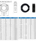 Technical diagram of 4 Pack Shaft Collar Three Quarter Inch Bore Made From 1045 Steel Double Split Clamp On Design with size chart and top view.