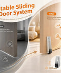 Stable sliding door system image showing smooth support wheel mechanism transitioning from friction to effortless glide.