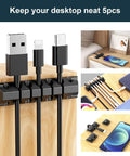 210 Piece Cable Management Kit For Desk And Office Use with cable clips organizing USB cords on wooden desk