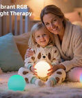 Mother and child enjoying 4 Inch Cordless LED Cube Night Light With 16 RGBW Colors And Remote Control, Mood Lamp Glowing