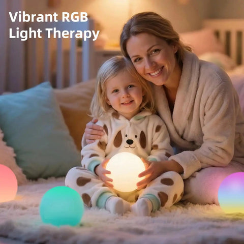 Mother and child enjoying 4 Inch Cordless LED Cube Night Light With 16 RGBW Colors And Remote Control, Mood Lamp Glowing