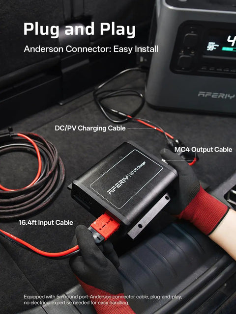 Solid Alternator Charger To Quickly Juice Up Your Portable Power Station With Six Times Faster Output And No Sweat Plug And Play Setup For Weekend Adventures And Long Drives. Featuring easy connect Anderson ports.